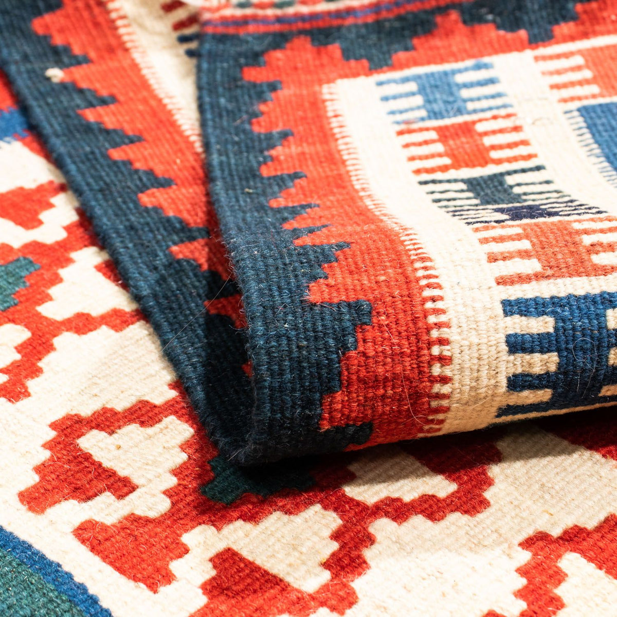 Kelim tapijt - Oosters vierkant  - 110 x 100 cm - blauw