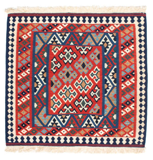 Kelim tapijt - Oosters vierkant  - 108 x 101 cm - rood