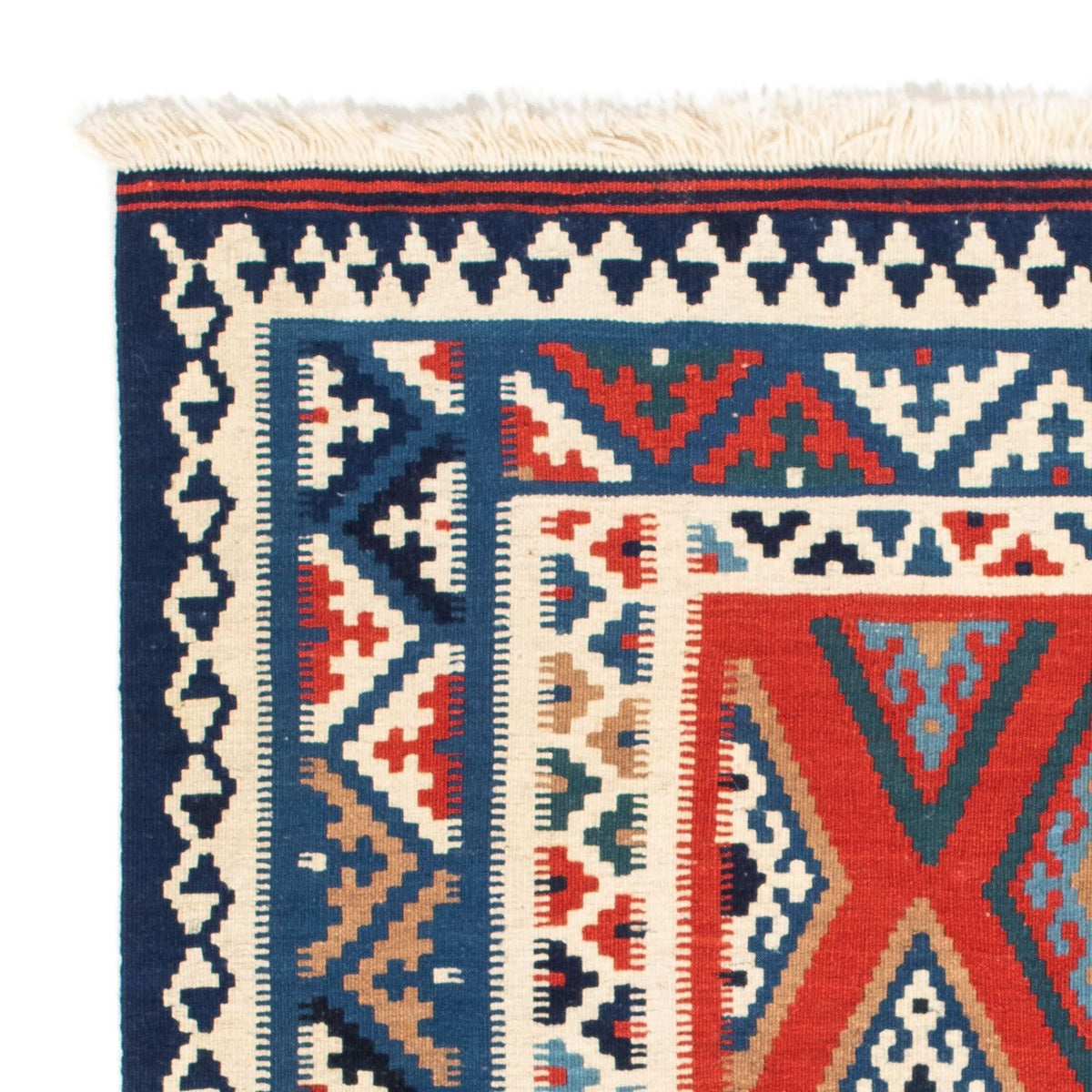 Kelim tapijt - Oosters vierkant  - 100 x 98 cm - blauw