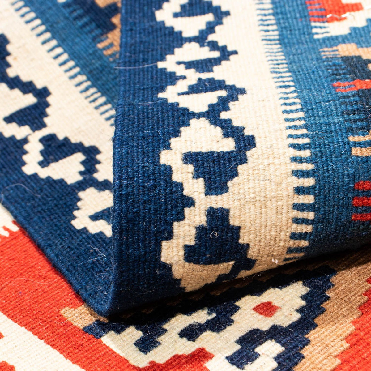 Kelim tapijt - Oosters vierkant  - 100 x 98 cm - blauw