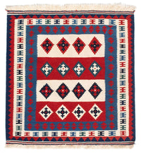 Kelim tapijt - Oosters vierkant  - 106 x 103 cm - blauw