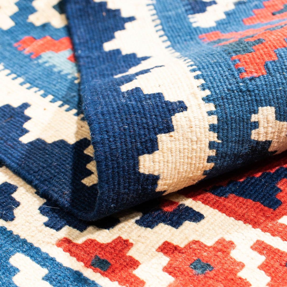 Kelim tapijt - Oosters vierkant  - 102 x 100 cm - blauw