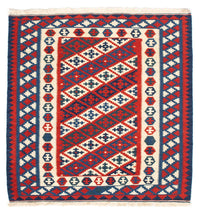 Kelim tapijt - Oosters vierkant  - 102 x 102 cm - donkerrood