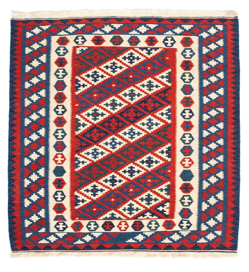 Kelim tapijt - Oosters vierkant  - 102 x 102 cm - donkerrood