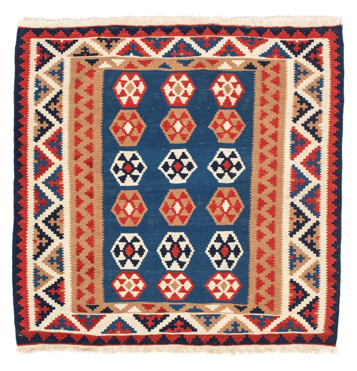 Kelim tapijt - Oosters vierkant  - 104 x 102 cm - blauw