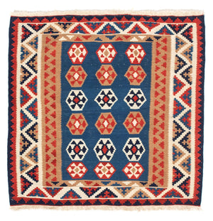 Kelim tapijt - Oosters vierkant  - 104 x 102 cm - blauw