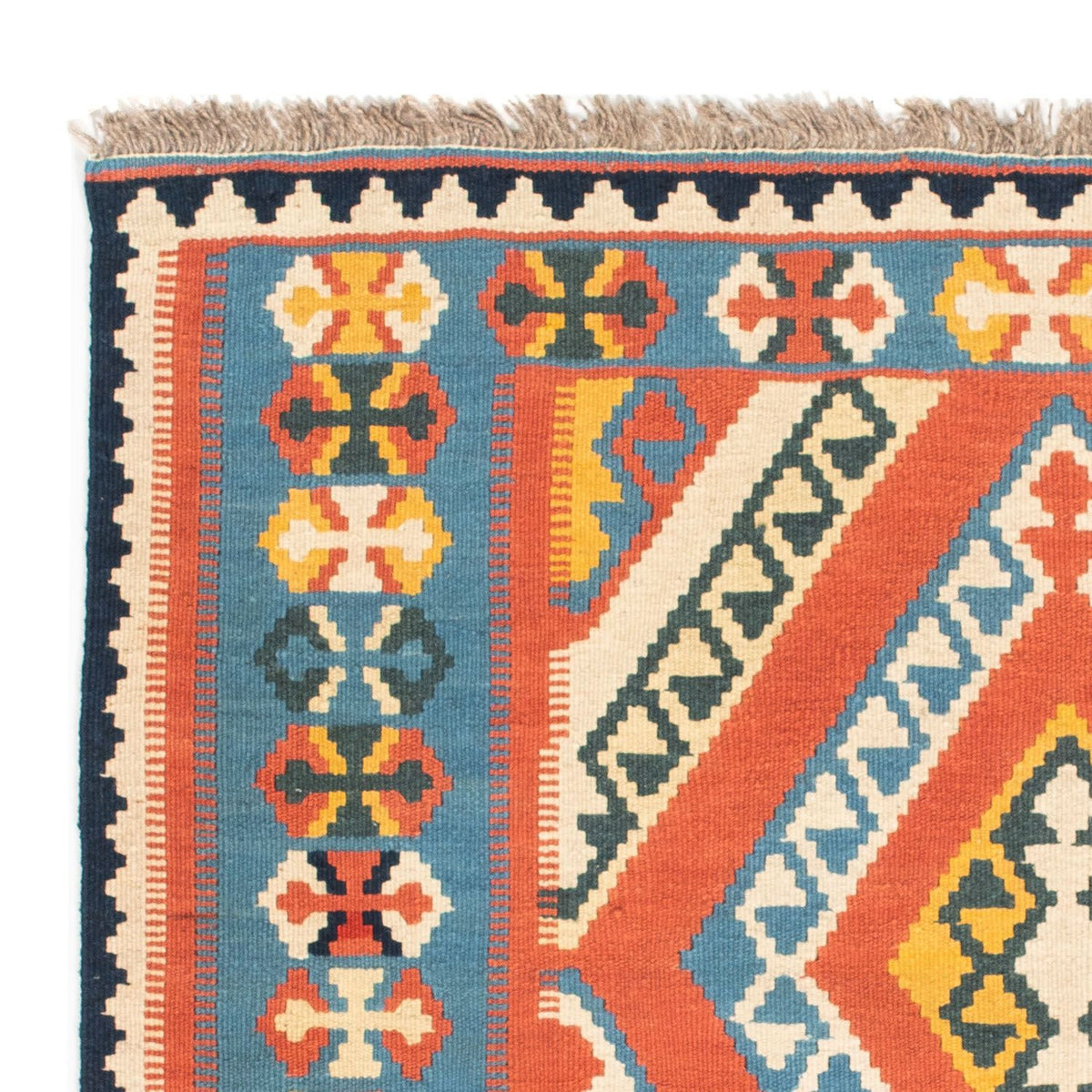 Kelim tapijt - Oosters vierkant  - 107 x 100 cm - oranje