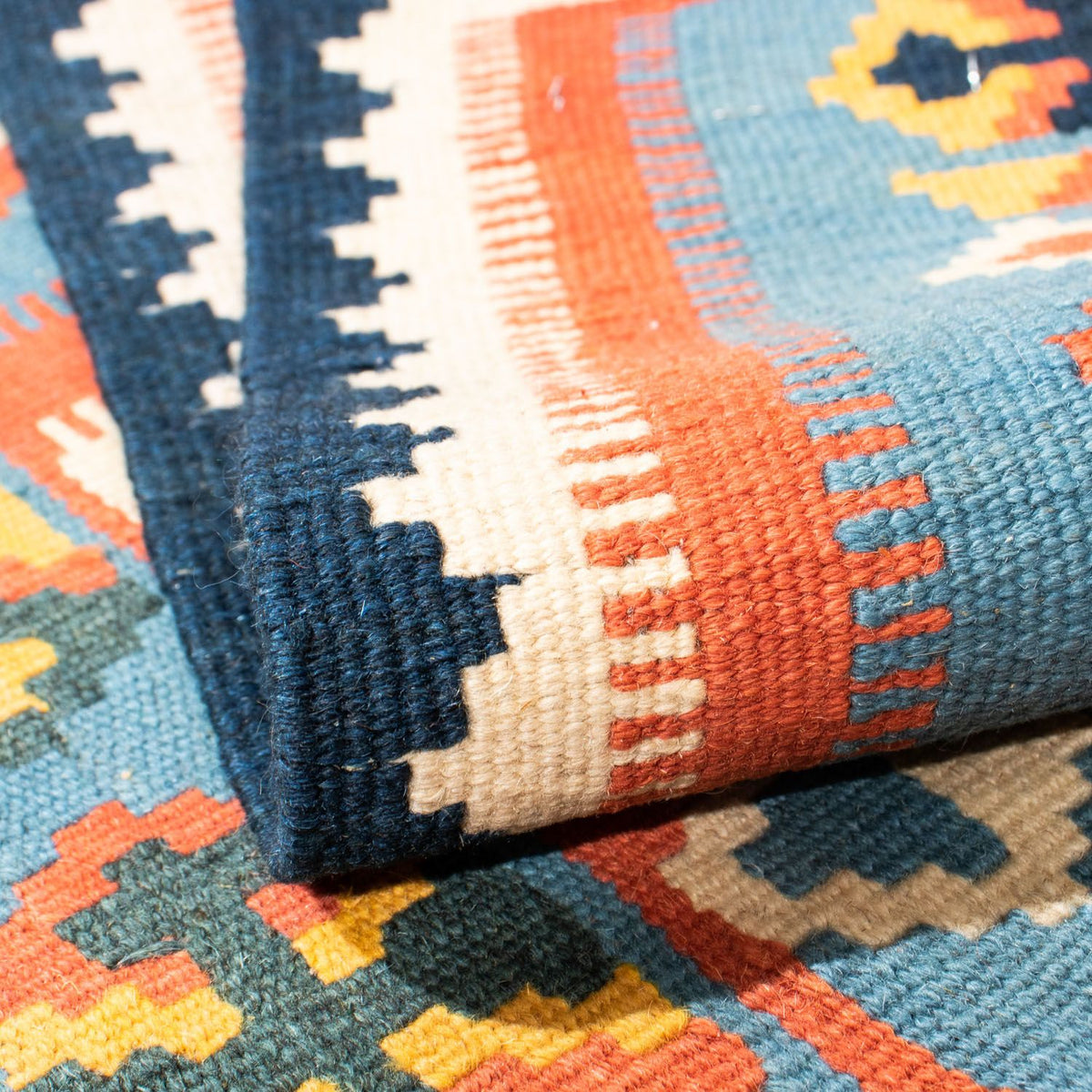 Kelim tapijt - Oosters vierkant  - 107 x 100 cm - oranje