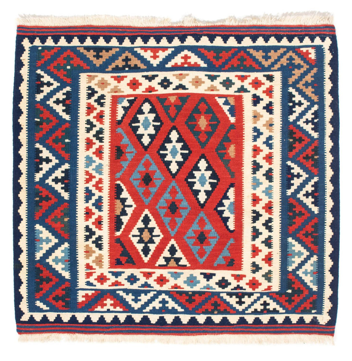 Kelim tapijt - Oosters vierkant  - 104 x 100 cm - donkerblauw