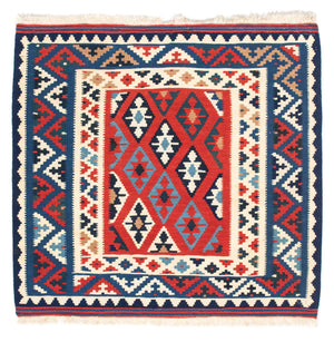 Kelim tapijt - Oosters vierkant  - 104 x 100 cm - donkerblauw