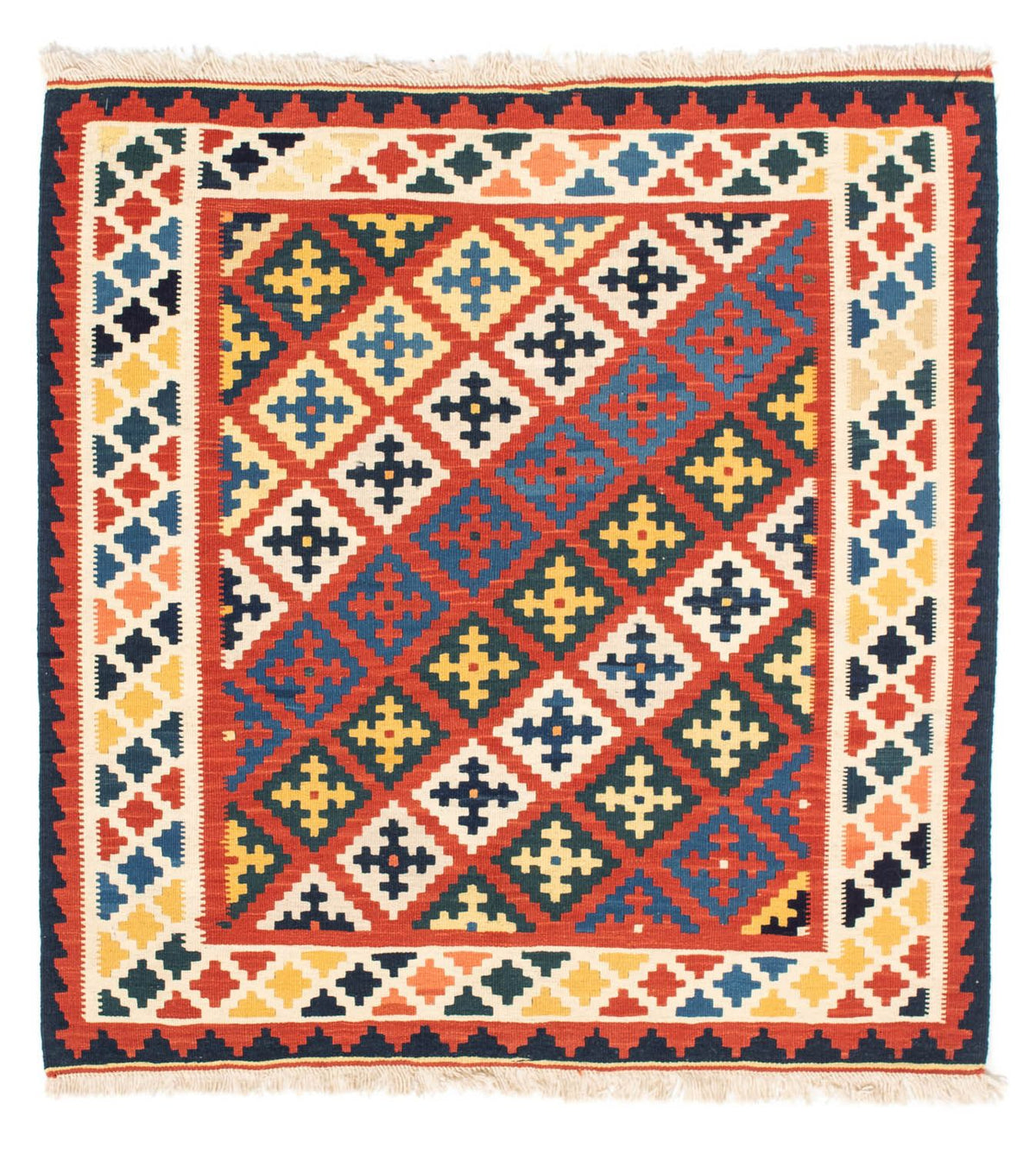 Kelim tapijt - Oosters vierkant  - 106 x 102 cm - donkerrood