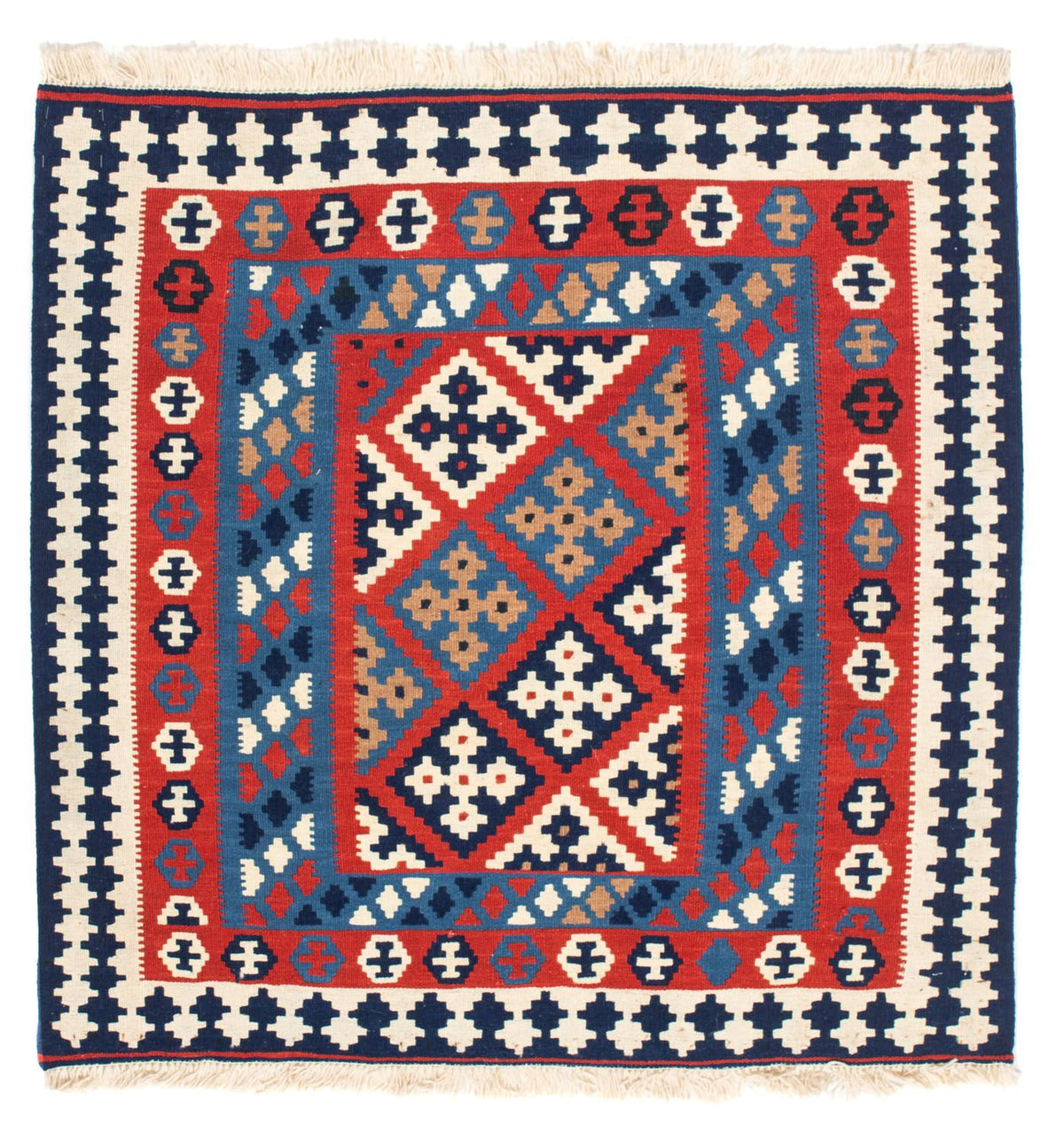 Kelim tapijt - Oosters vierkant  - 103 x 101 cm - rood