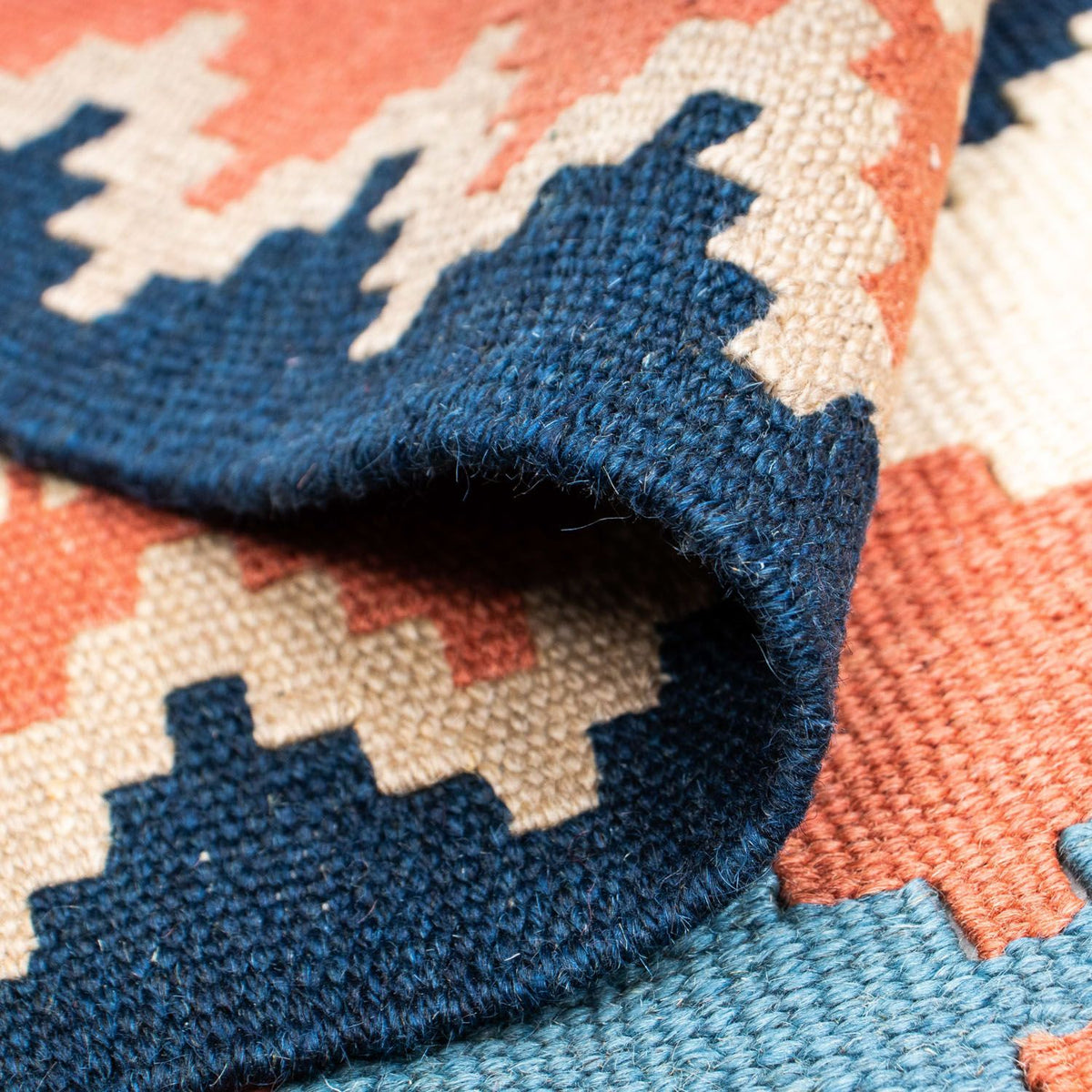 Kelim tapijt - Oosters - 200 x 159 cm - blauw