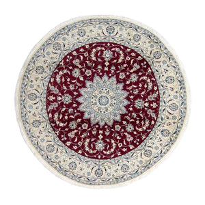 Perzisch tapijt - Nain rond  - 252 x 252 cm - donkerrood