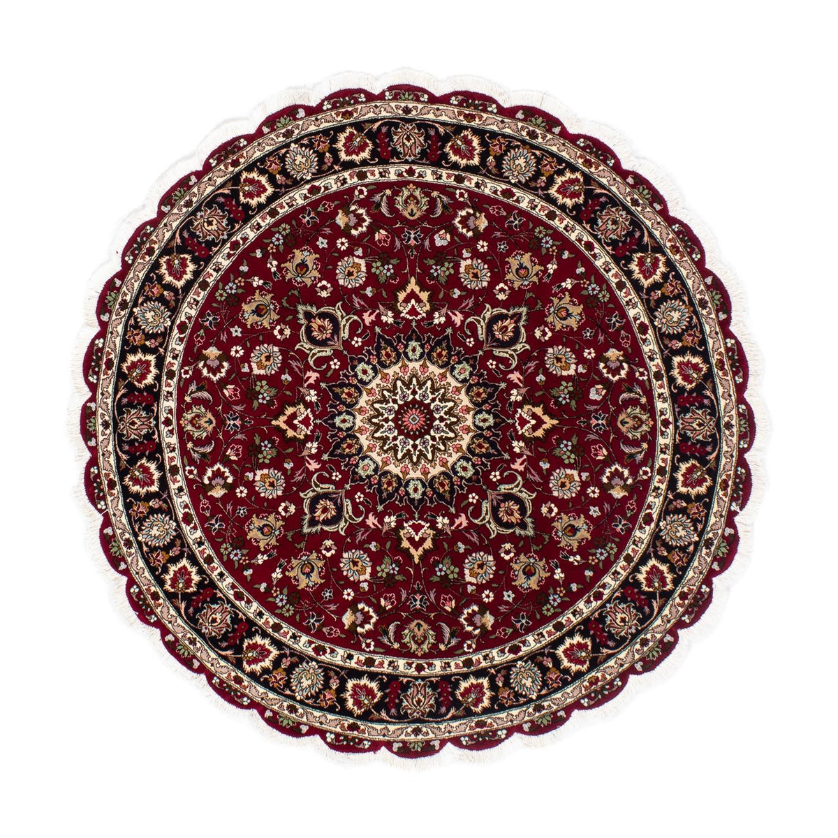 Perzisch tapijt - Tabriz - Royal rond  - 150 x 150 cm - donkerrood