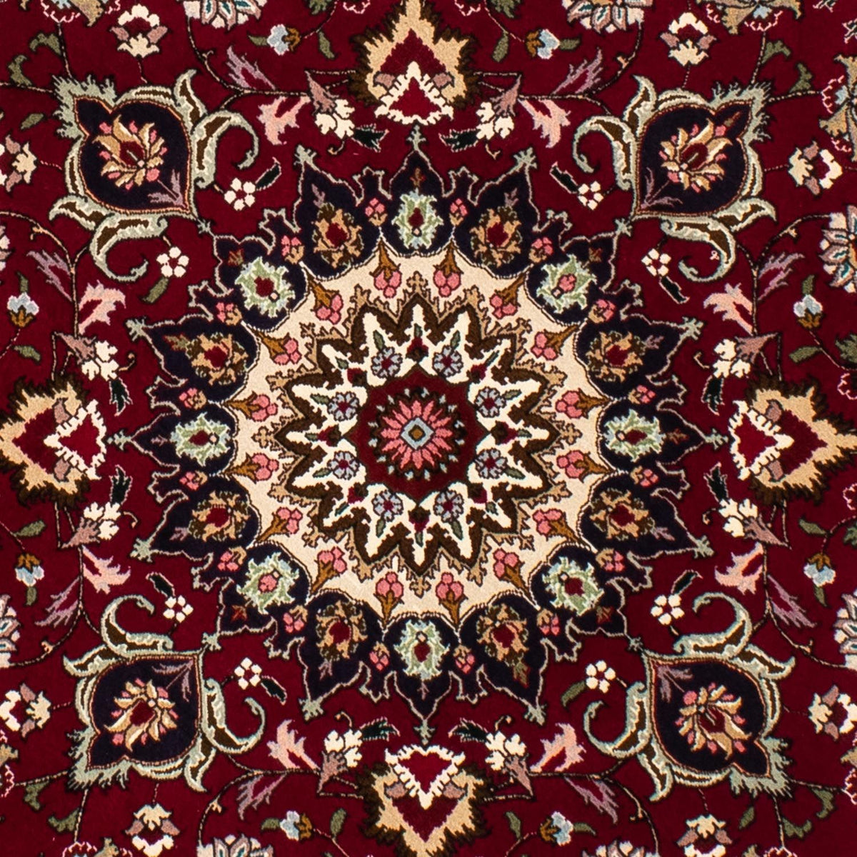 Perzisch tapijt - Tabriz - Royal rond  - 150 x 150 cm - donkerrood