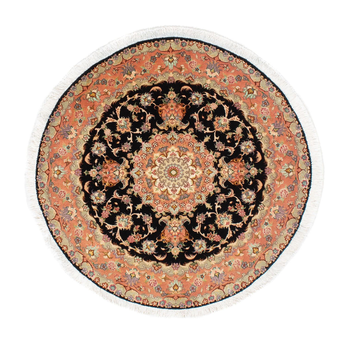 Perzisch tapijt - Tabriz - Royal rond  - 100 x 100 cm - donkerblauw