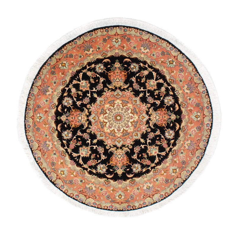 Perzisch tapijt - Tabriz - Royal rond  - 100 x 100 cm - donkerblauw
