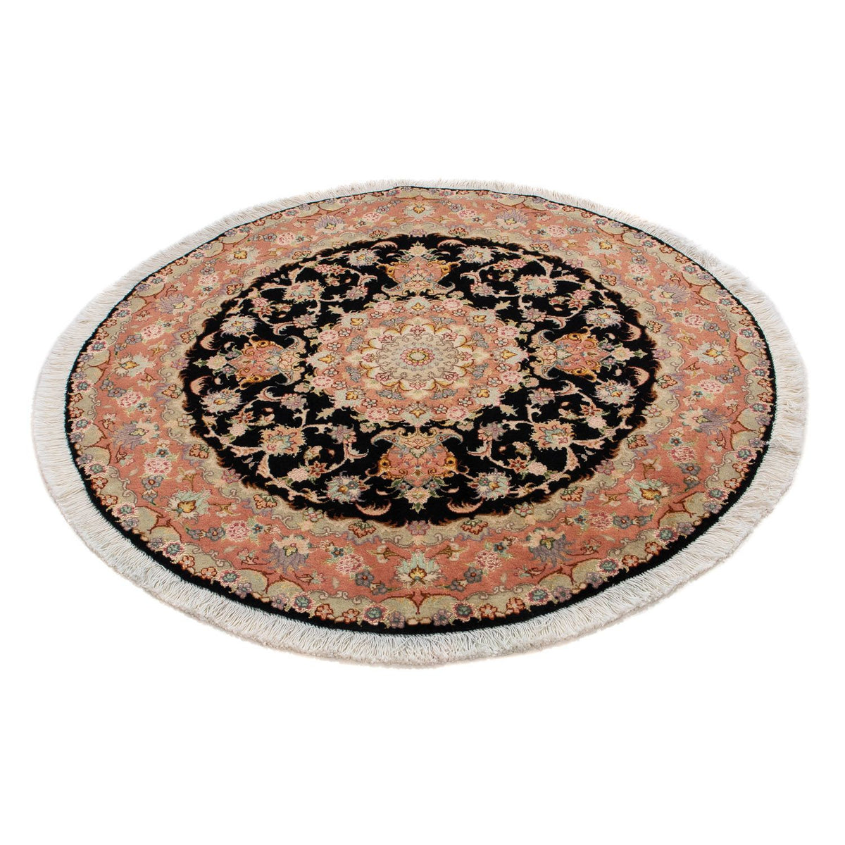 Perzisch tapijt - Tabriz - Royal rond  - 100 x 100 cm - donkerblauw
