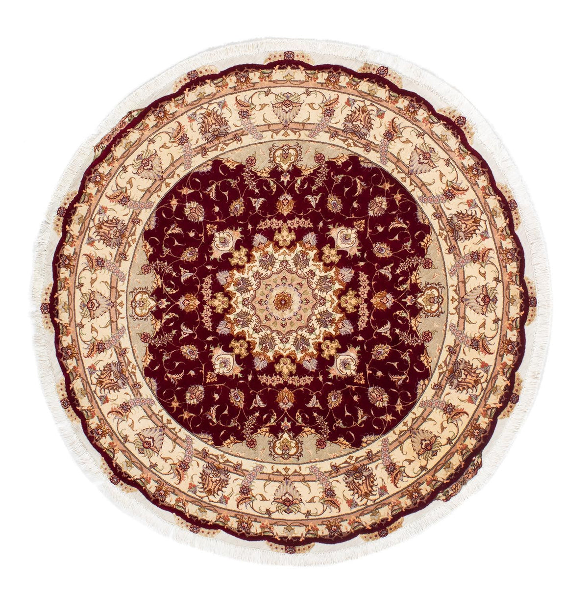 Perzisch tapijt - Tabriz - Royal rond  - 155 x 155 cm - donkerrood