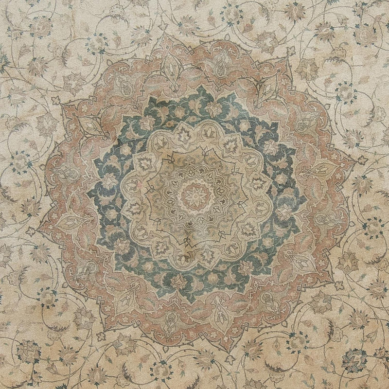 Perzisch tapijt - Tabriz rond  - 290 x 290 cm - beige