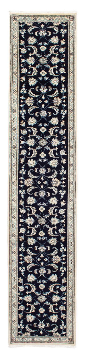Loper Perzisch tapijt - Nain - 400 x 77 cm - donkerblauw
