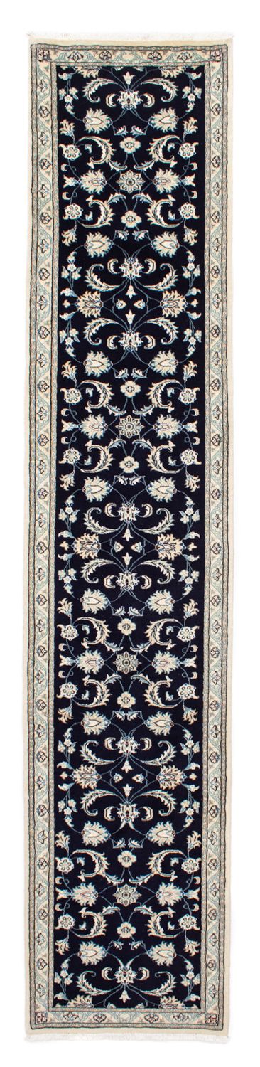 Loper Perzisch tapijt - Nain - 400 x 77 cm - donkerblauw