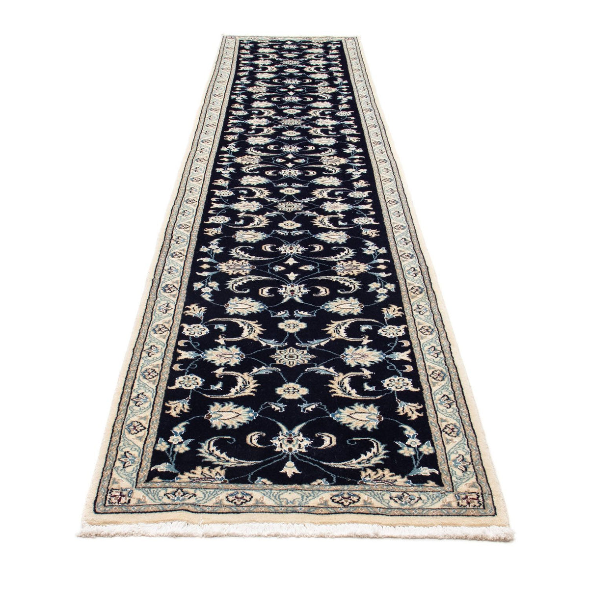 Loper Perzisch tapijt - Nain - 400 x 77 cm - donkerblauw
