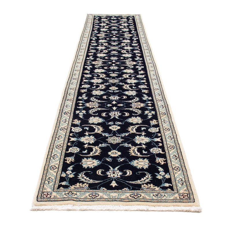 Loper Perzisch tapijt - Nain - 400 x 77 cm - donkerblauw