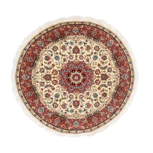 Perzisch tapijt - Tabriz - Royal rond  - 145 x 145 cm - beige