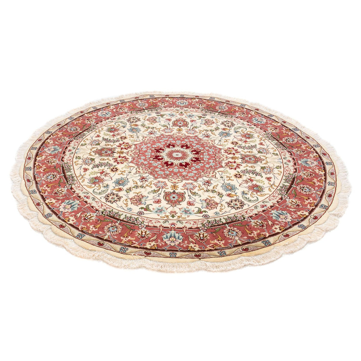 Perzisch tapijt - Tabriz - Royal rond  - 145 x 145 cm - beige
