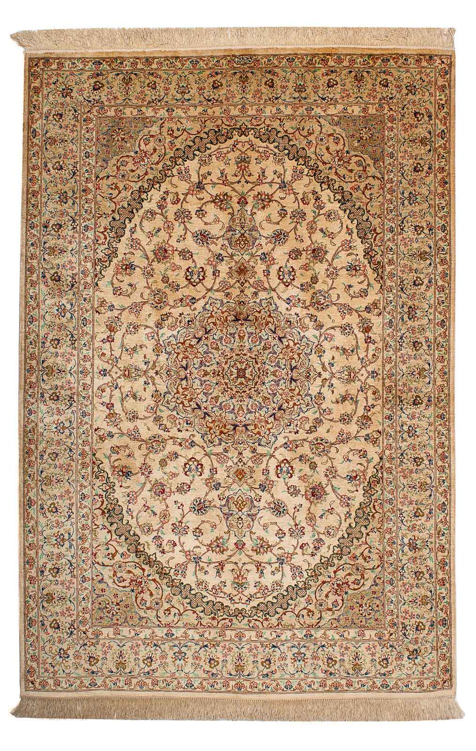 Perzisch tapijt - Ghom - 195 x 131 cm - beige