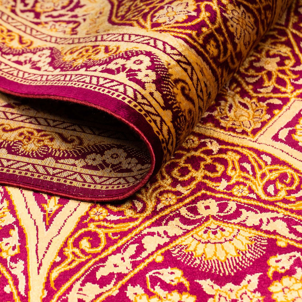 Zijden tapijt - Ghom Silk - Premium - 216 x 132 cm - donkerblauw