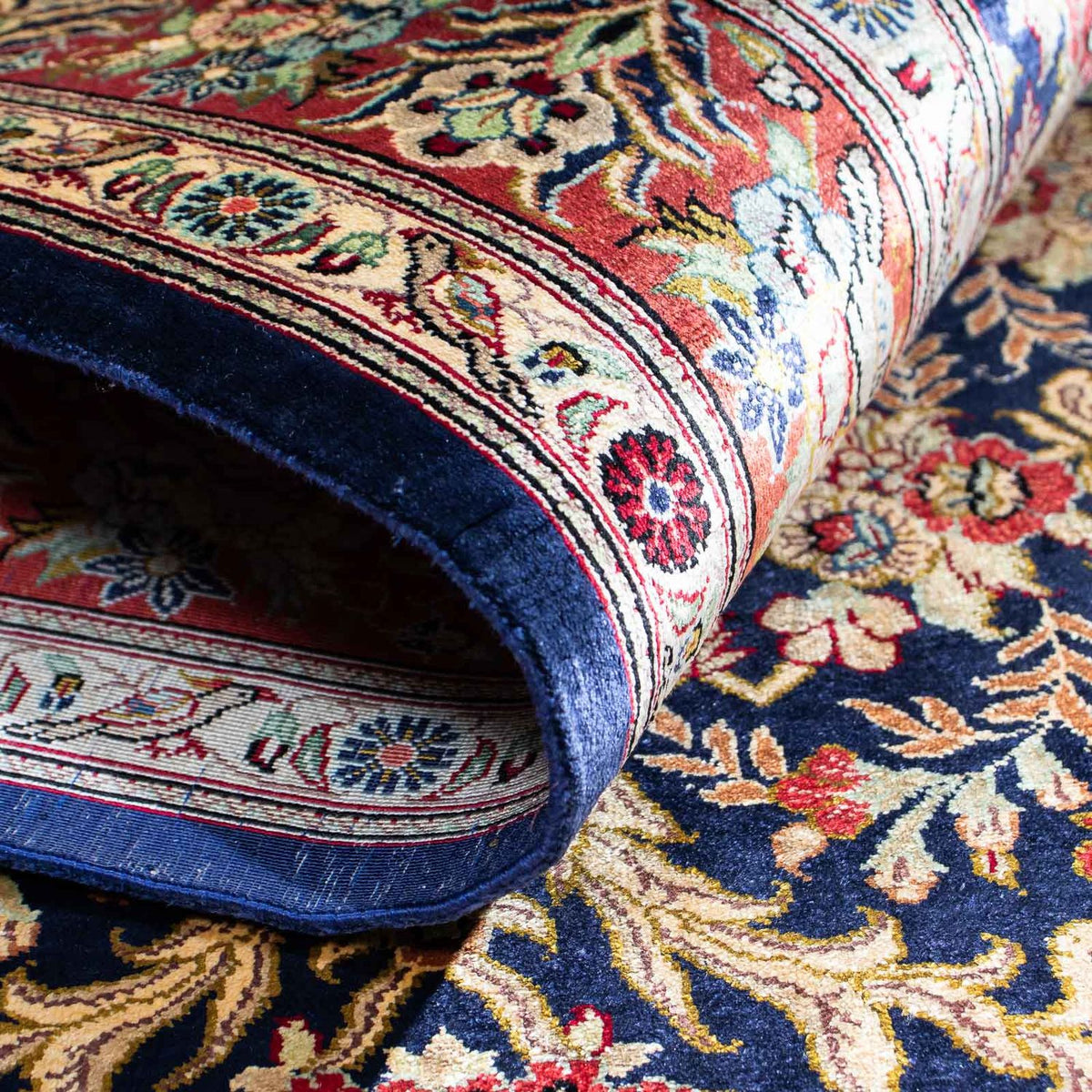 Perzisch tapijt - Ghom - 154 x 103 cm - donkerblauw