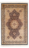 Qom Tapijt 78x118cm - Perzisch tapijt - Rechthoekig / Lichtbruin / 78 x 118 cm Rechthoekig