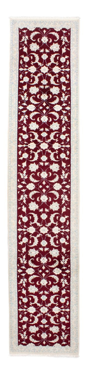 Loper Perzisch tapijt - Nain - 398 x 84 cm - donkerrood