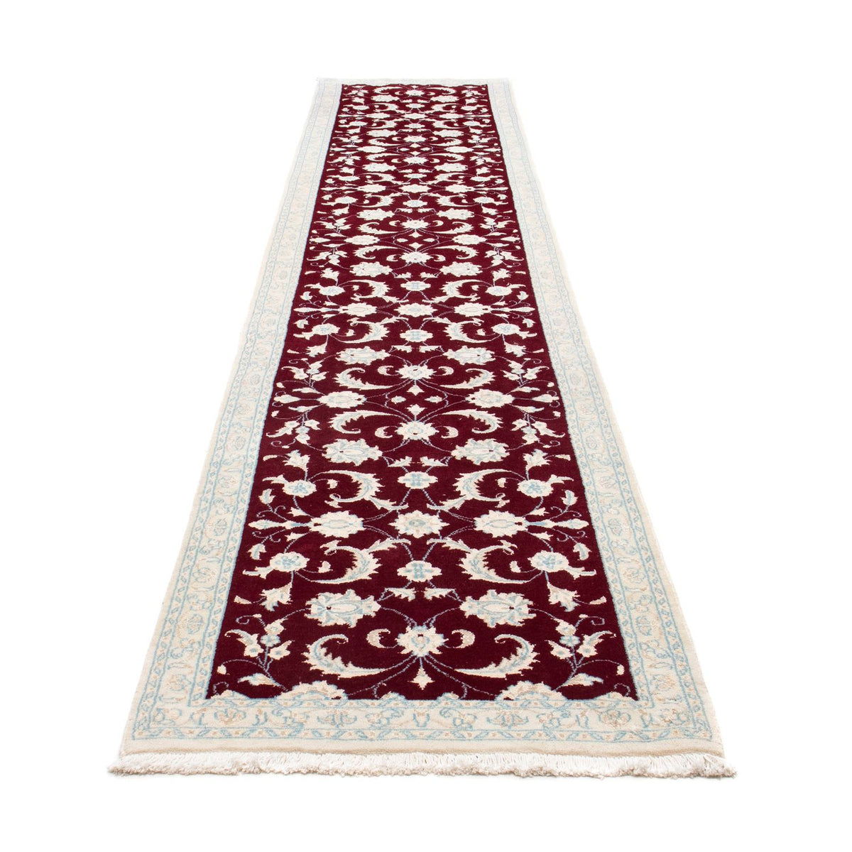 Loper Perzisch tapijt - Nain - 398 x 84 cm - donkerrood