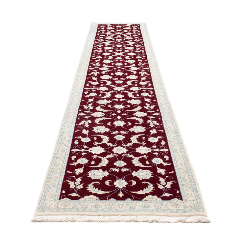 Loper Perzisch tapijt - Nain - 398 x 84 cm - donkerrood