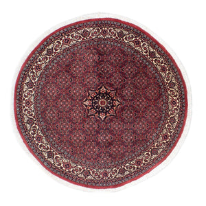 Perzisch tapijt - Bijar rond  - 150 x 150 cm - donkerrood