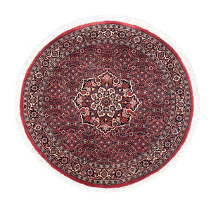 Perzisch tapijt - Bijar rond  - 100 x 100 cm - donkerrood