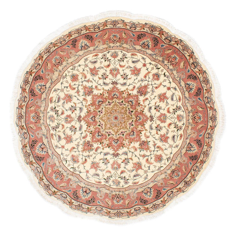 Perzisch tapijt - Tabriz - Royal rond  - 150 x 150 cm - beige