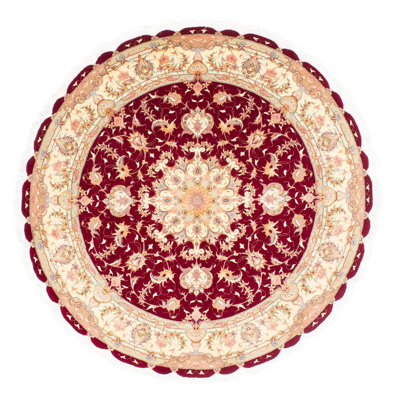 Perzisch tapijt - Tabriz - Royal rond  - 150 x 150 cm - donkerrood