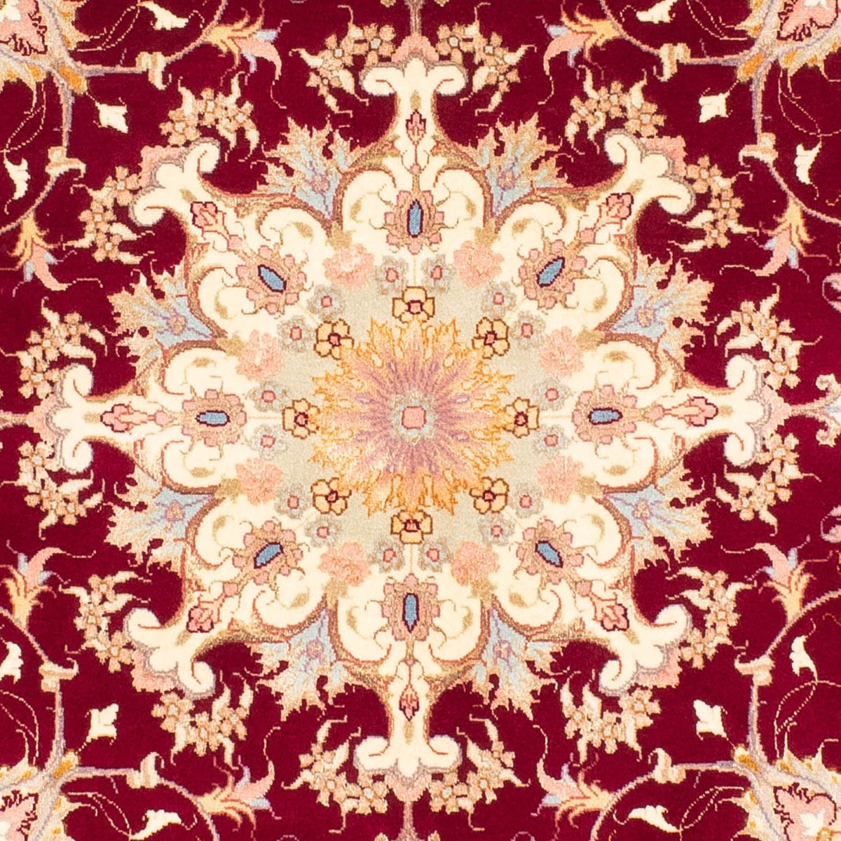 Perzisch tapijt - Tabriz - Royal rond  - 150 x 150 cm - donkerrood