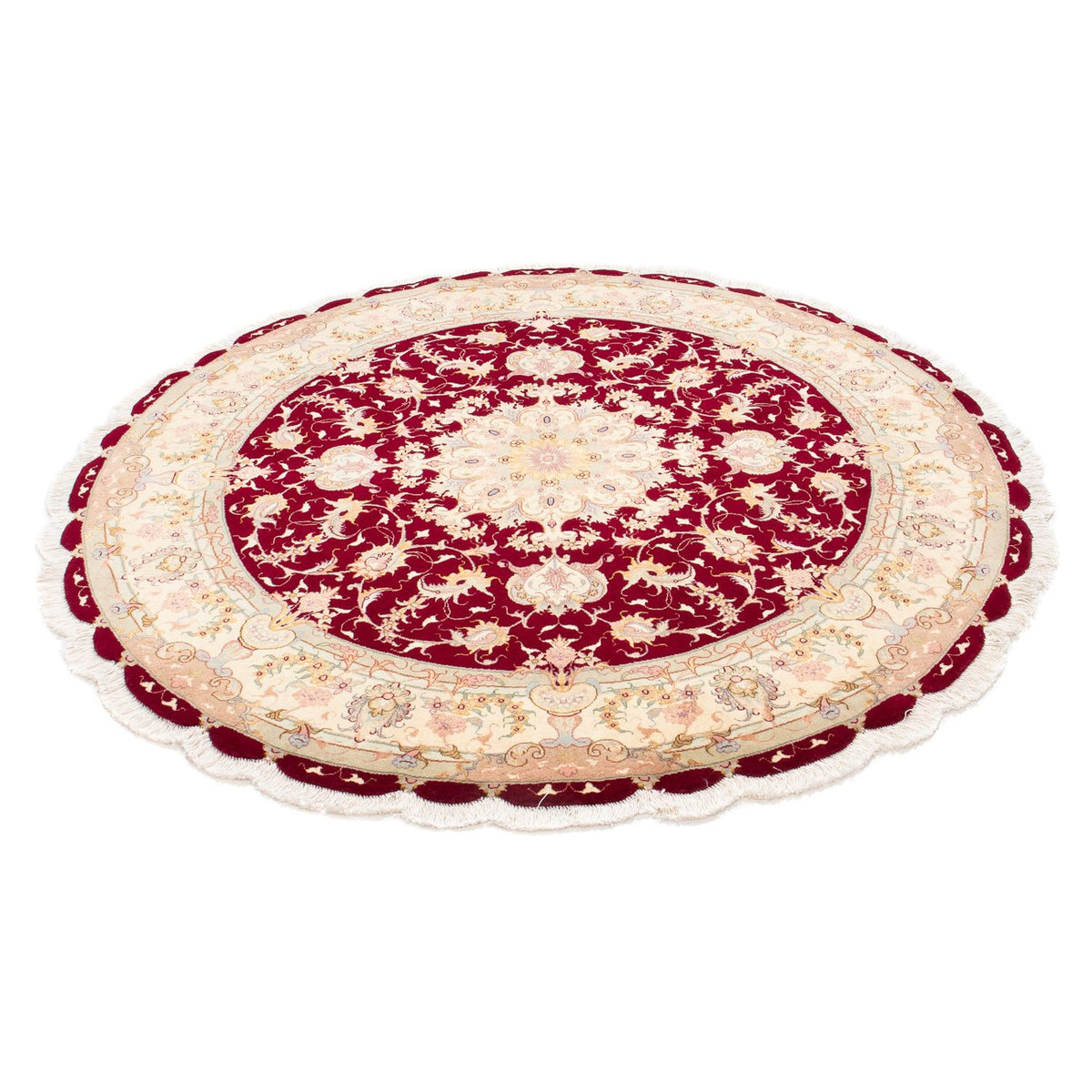 Perzisch tapijt - Tabriz - Royal rond  - 150 x 150 cm - donkerrood