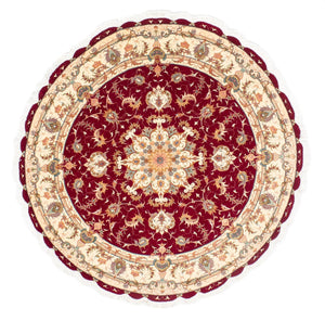 Perzisch tapijt - Tabriz - Royal rond  - 150 x 150 cm - donkerrood
