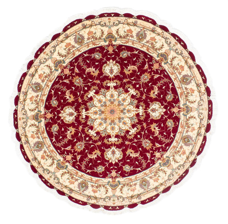 Perzisch tapijt - Tabriz - Royal rond  - 150 x 150 cm - donkerrood