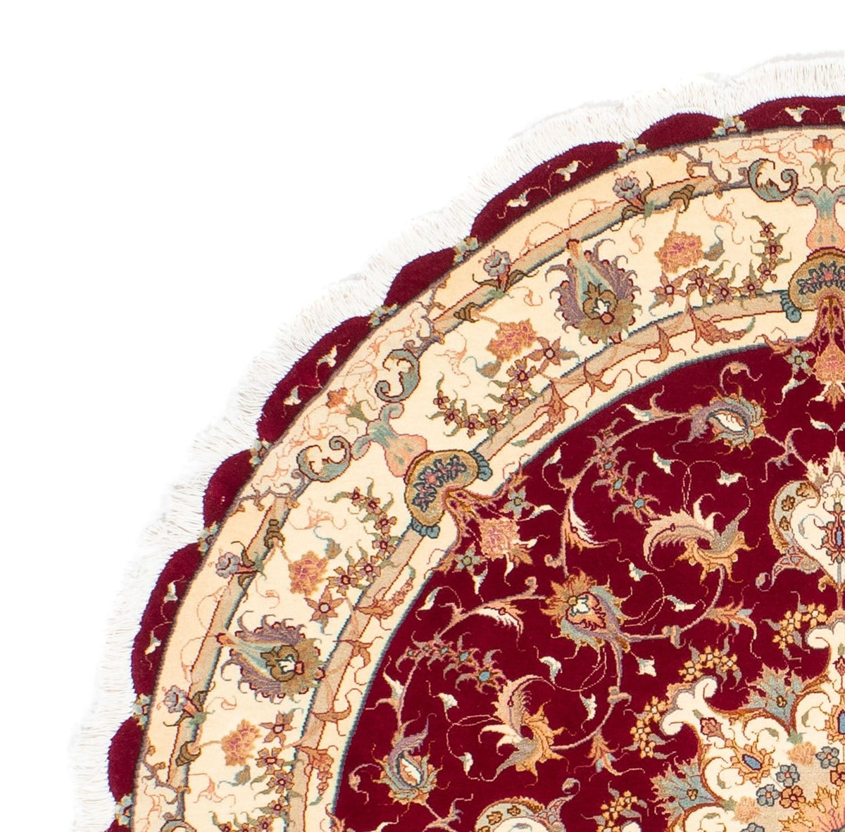 Perzisch tapijt - Tabriz - Royal rond  - 150 x 150 cm - donkerrood