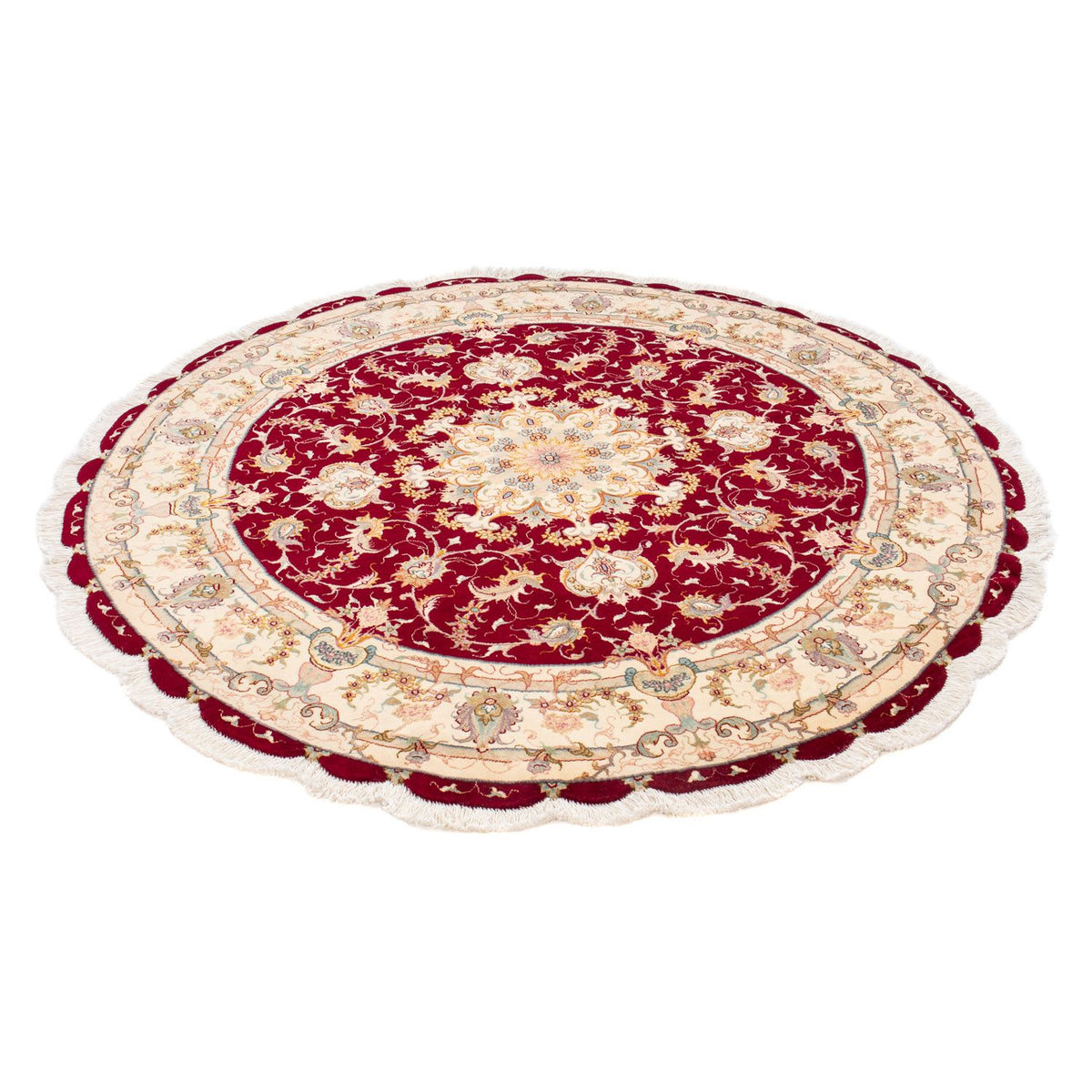 Perzisch tapijt - Tabriz - Royal rond  - 150 x 150 cm - donkerrood