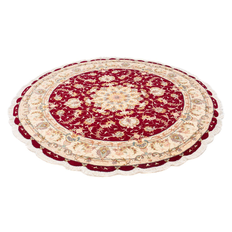 Perzisch tapijt - Tabriz - Royal rond  - 150 x 150 cm - donkerrood