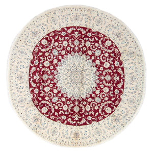 Perzisch tapijt - Nain - Koninklijk rond  - 292 x 292 cm - donkerrood